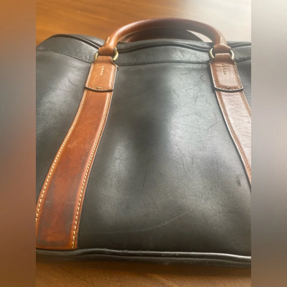 Ralph Lauren Leather Satchel Vintage Laptop Bag Black Brown